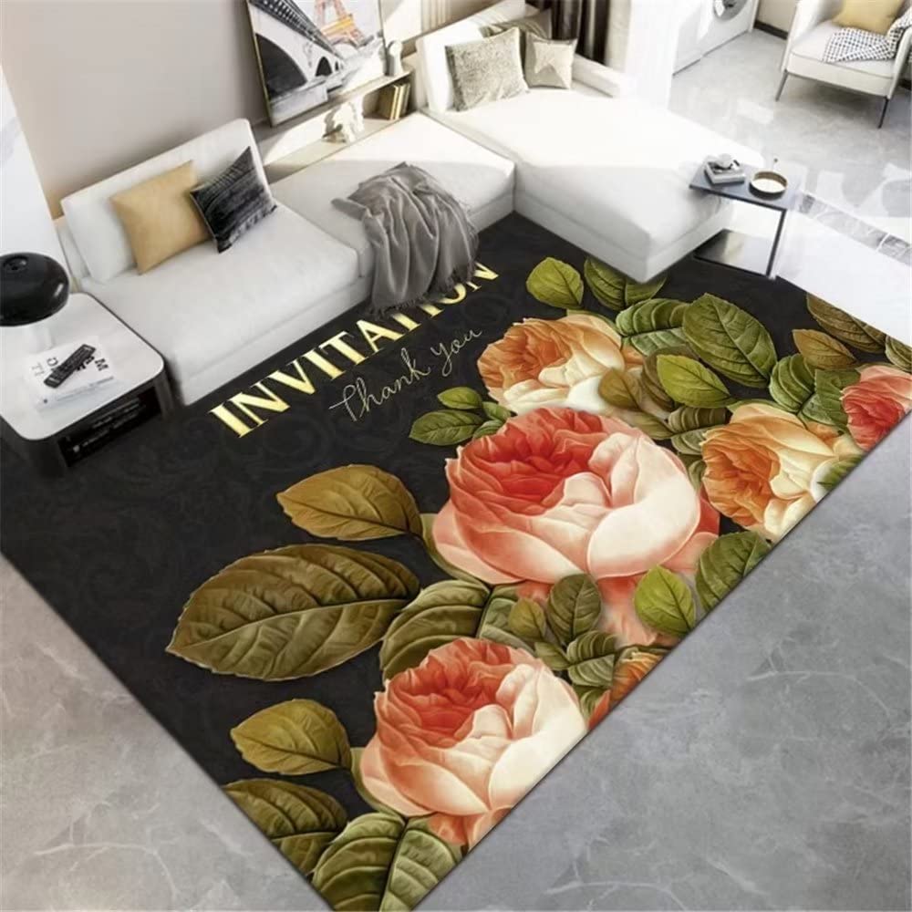 Tapis lavable en machine marron grand format 200x300 cm pour décoration de salle à manger