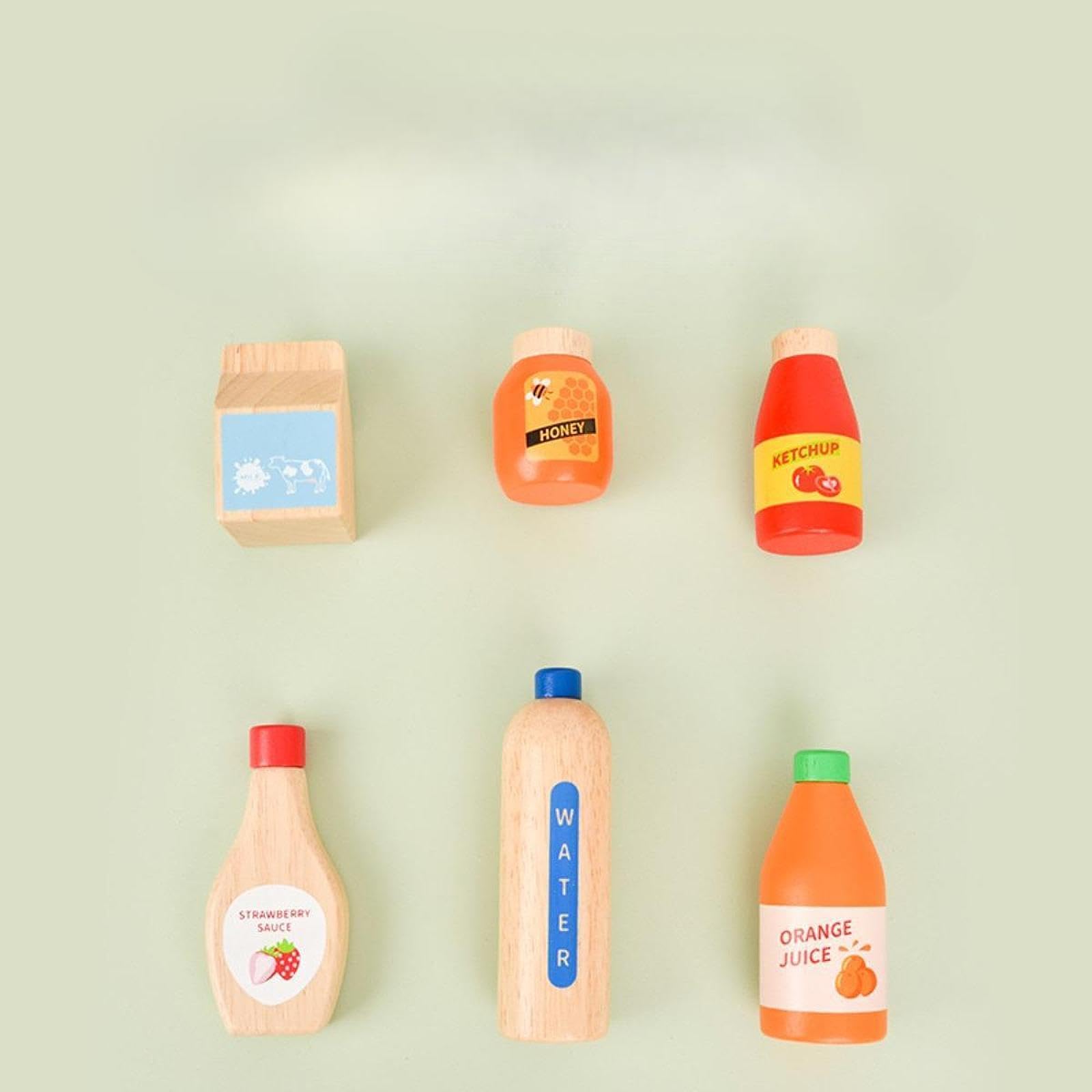 Ensemble de Petits Jouets en Bois Représentant des Aliments et des Boissons, Idéal pour Les Jeux D'imitation des Enfants (garçons et Filles).