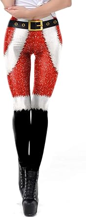 Pincutee Womens Funny Printed Ugly Christmas Leggings Soft Stretchy Holiday Tights