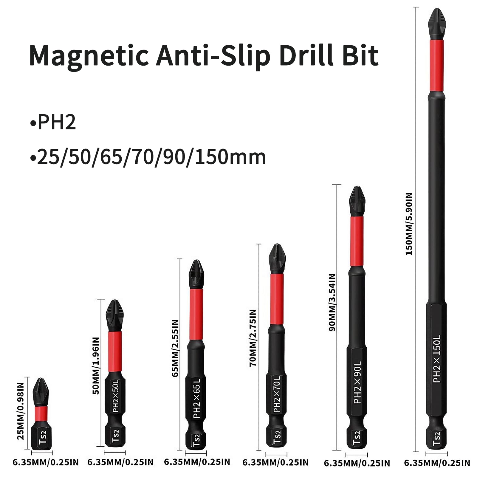 6 Pack S2 Alloy Steel Anti-Slip Drill Bit Set B85242