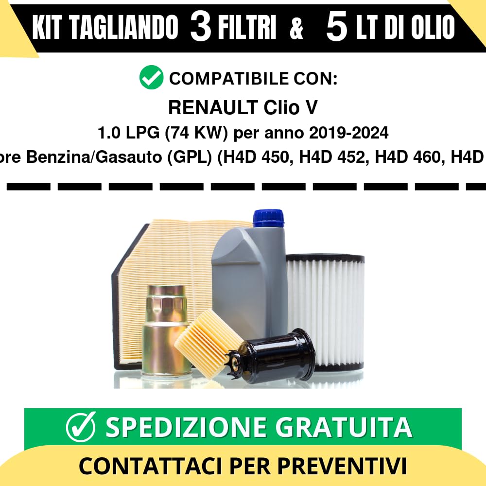 Kit Tagliando 3 Filtri Per RENAULT VEL Satis 3.5 V6 177kw 2002-2023 - Olio, Aria, Abitacolo