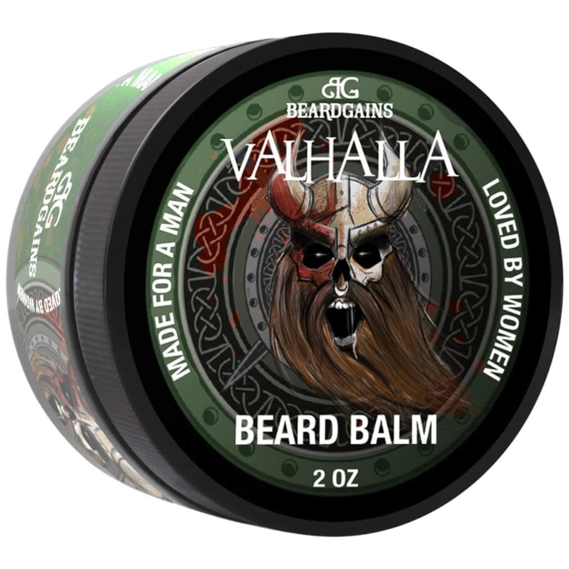 Beard Gains Medium Butter Hold Scented Balm for Men 2oz | Valhalla Luxury Vikings Conditioner | Style, Groom & Grow Facial Hairs W/Organic and Natural Product | MADE IN USA