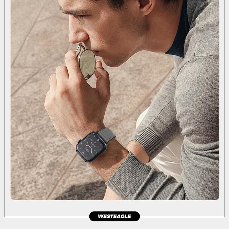 Image of Magnetic Leather Bands Compatible with Apple Watch 49mm 46mm 45mm 44mm 42mm | Genuine Leather with Magnetic Buckle for iWatch Ultra 2 Ultra SE Series 10 9 8 7 5 4 3