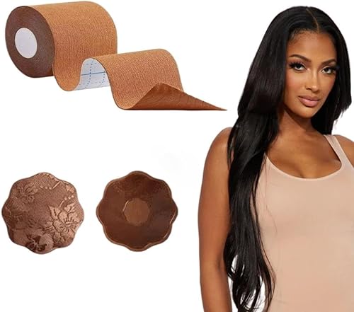 Miniatura 6 de Boob Tape Boobytape 3 Extra Wide Bob Tape for Large Breasts XL Breast Lift Tape w 2pcs Reusable Nipplecover Adhesive Bra