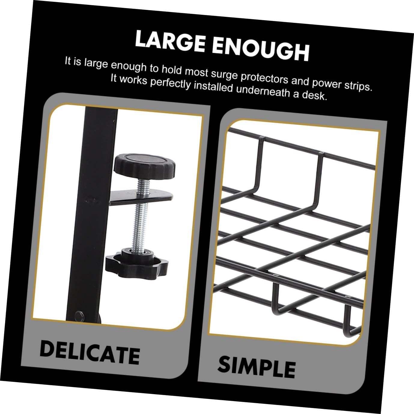 Desk Cable Rack Wire Management Tray 500mm Cord Organizer No Drill Large Capacity Cable Storage Holder for Office Desk