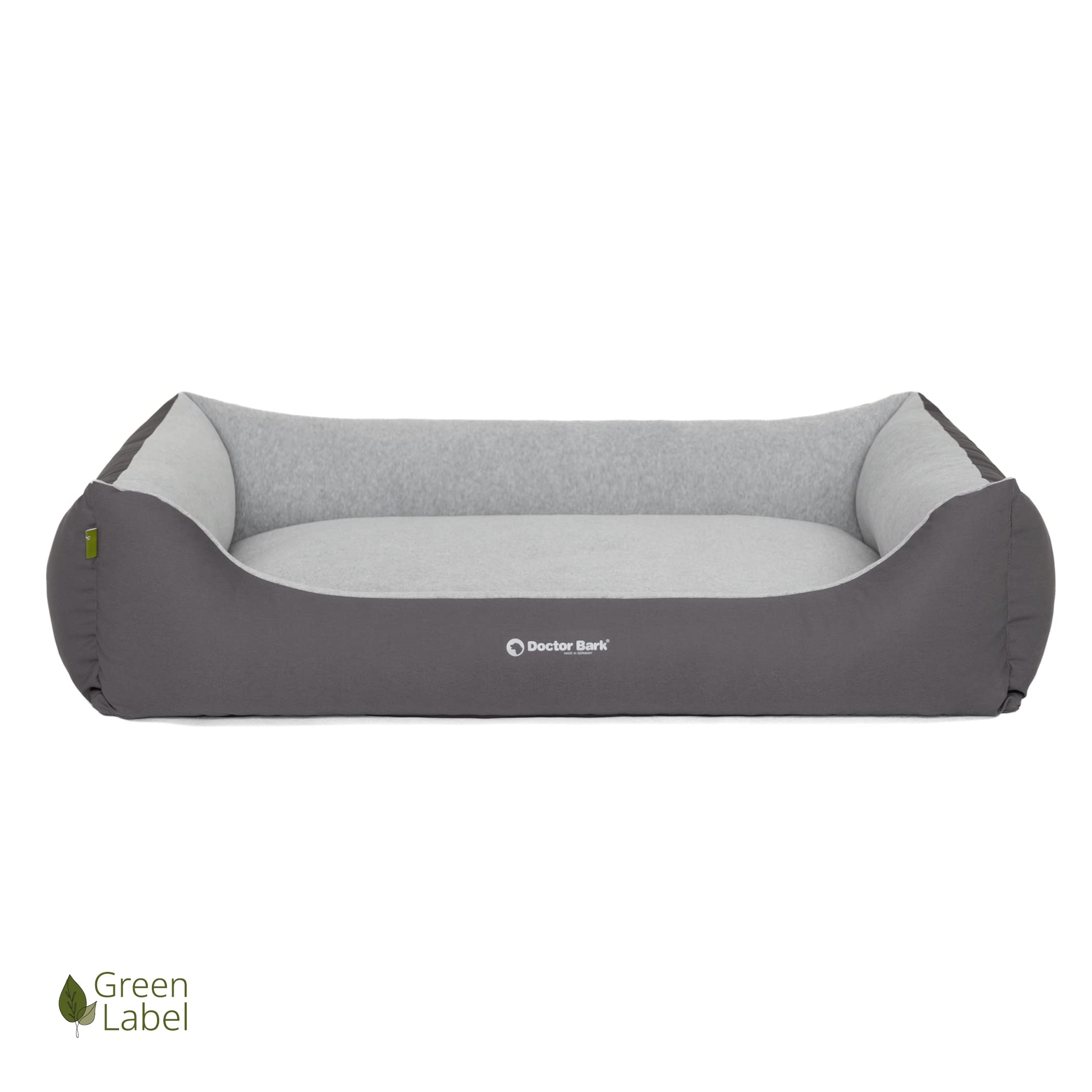 Doctor Bark GreenLabel - Cama para perros grandes, lavable, mullida, suave, duradera, suave, de GreenLabel (XL, 110 x 85 cm, gris)