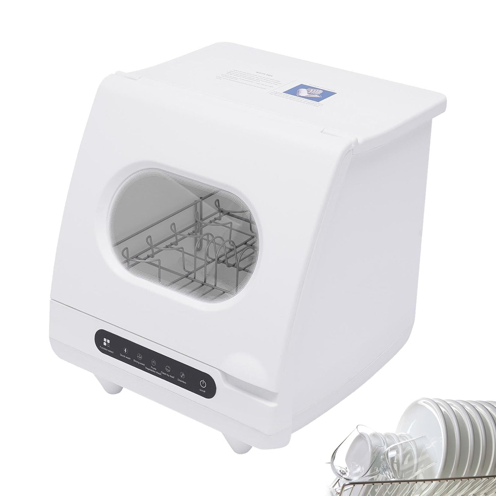 Lave-vaisselle de comptoir double jet 360 compact avec panier amovible 800W