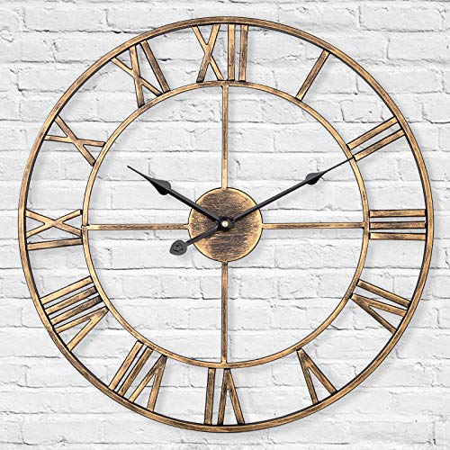 Horloge murale squelette en métal vintage chic de 33,5 cm - 2