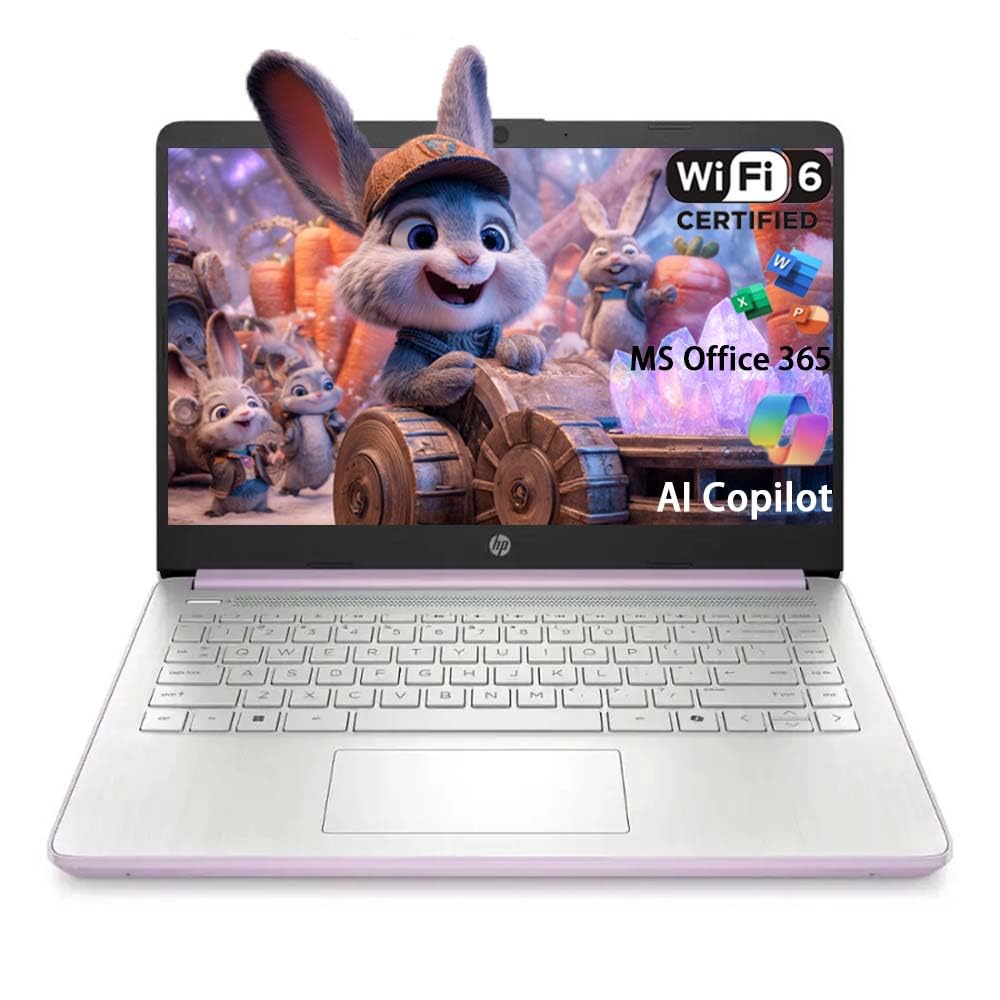 HP Stream 14 Student Business Laptop, Microsoft Office 365, Copilot AI, 4GB RAM, 128GB UFS, 1TB Cloud Storage, Intel N150 Processor(Quad-core), Honey Lavender, Windows 11 Home, with 5ave Kit