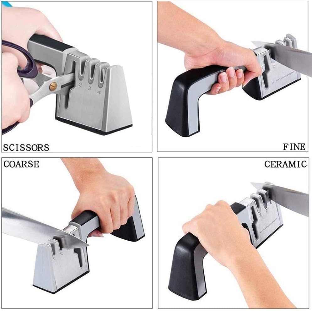 4-in-1 [4 stage] Knife Sharpener Original Premium Polish Blades Best Kitchen Knife Sharpener Really Works for Ceramic and Steel Knives Scissors. (Color : B)