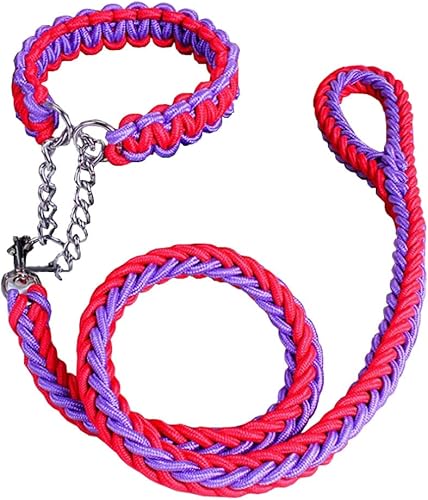 Miniatura 6 de Juego de collar y correa para perro, cuerda trenzada de nailon resistente, correa fuerte de 4 pies para perro y collar de entrenamiento para perros