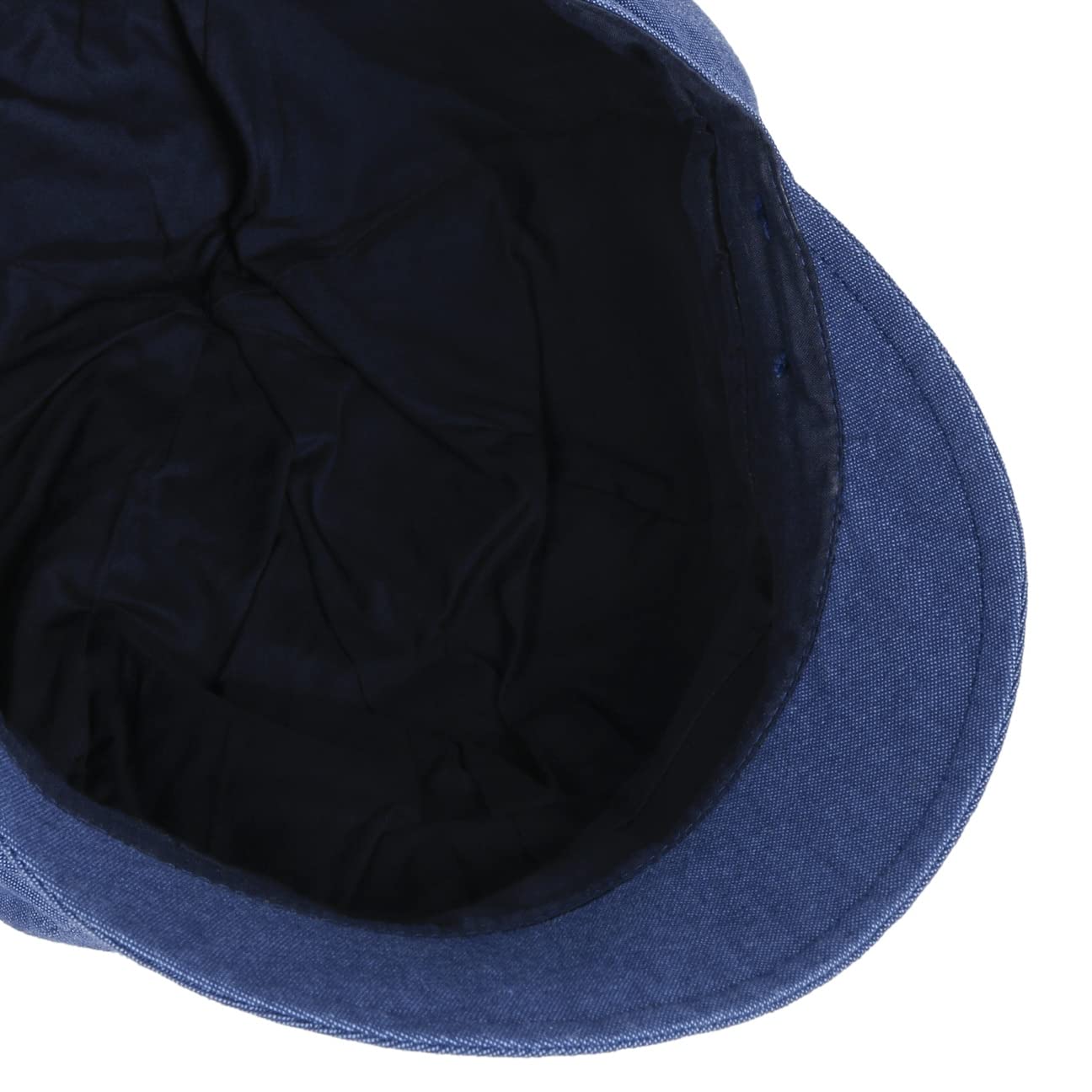Seeberger Casquette Gavroche Chambray Femme - en Coton avec Etiquette pour Visiere, Doublure Printemps-ete Ete