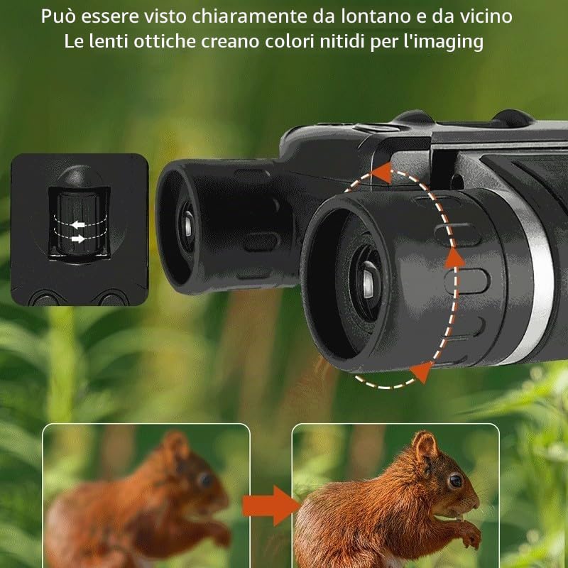 Binocolo digitale 12x32 con fotocamera integrata e schermo LCD da 5,1 cm per bird watching, sport, concerti, viaggi e caccia, registrazione video 1080p (nero)