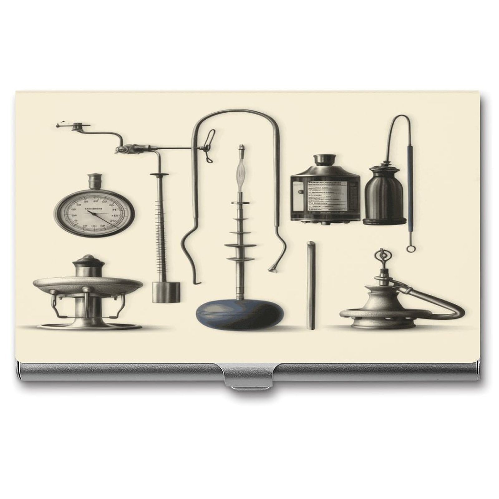 LDGSUPH Medical Apparatus And Instruments Business Card Holder Fashion Slim Name Card Holder Minimalist Design Case Metal Card Carrier Personalized Business Card Case with Flip for Men Women
