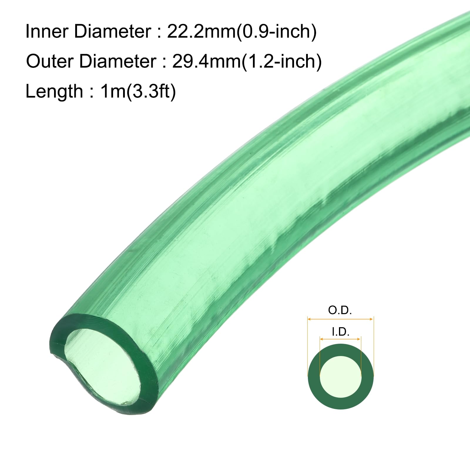 Rebower 3.3ft 22.2mm x 29.4mm Green Plastic PVC Tubing Flexible Vinyl Tube, [for Garden Irrigation Water Hose, Fish Tank - Image 2