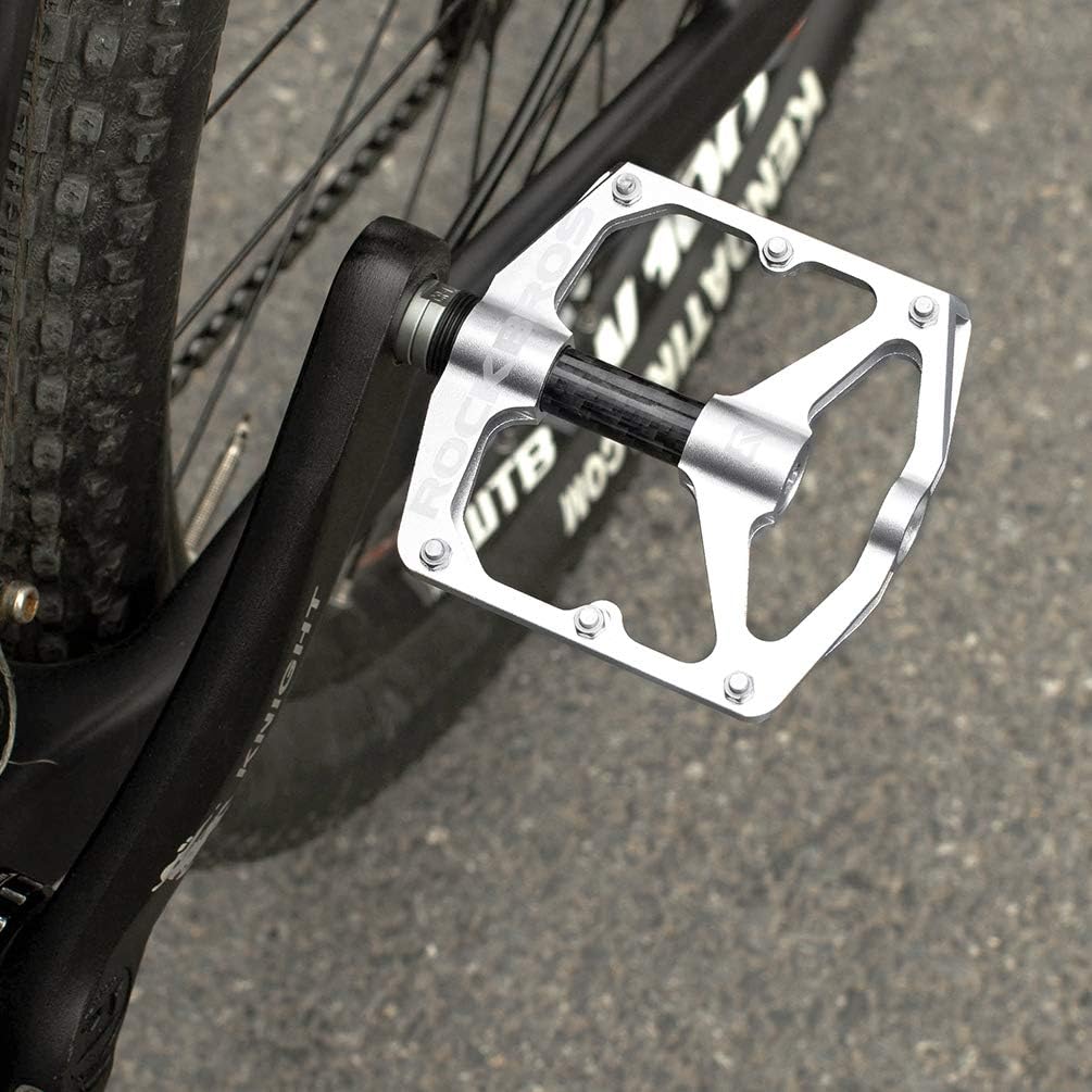 Rock BROS Mountain Bike Pedals Flat Bicycle Pedals 9/16 Lightweight Road Bike Pedals Carbon Fiber Sealed Bearing Flat Pedals for MTB