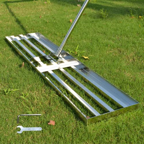SurmountWay Rasen-Nivellierrechen mit robustem Edelstahl, geeignet für Innenhof, Golf, 101,6 x 25,4 cm Rasen-Nivellierwerkzeug (2,5 m) Cover