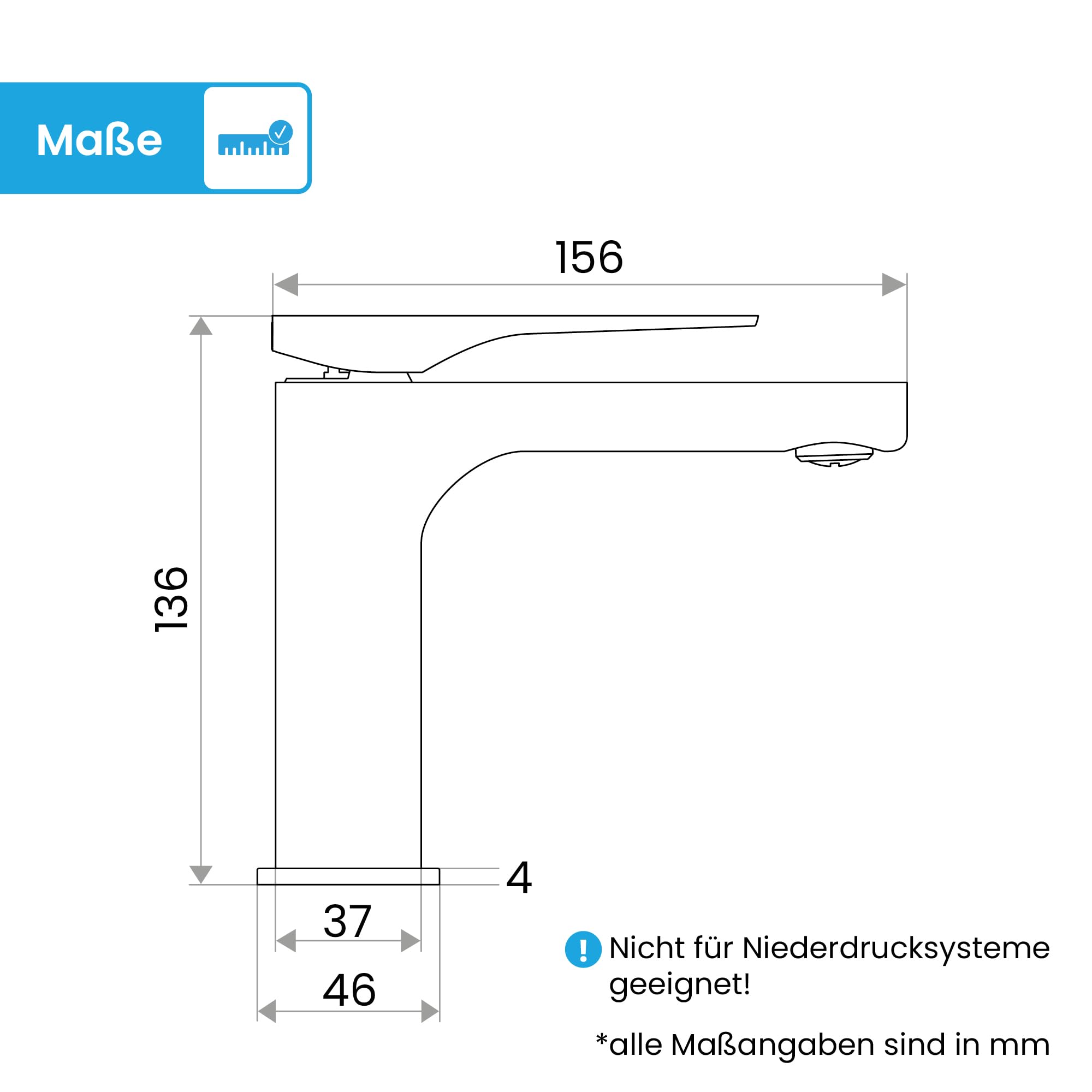 Bächlein Bundle - Badarmatur Elowa + Ablaufgarnitur platzsparend + Design Siphon - Chrom