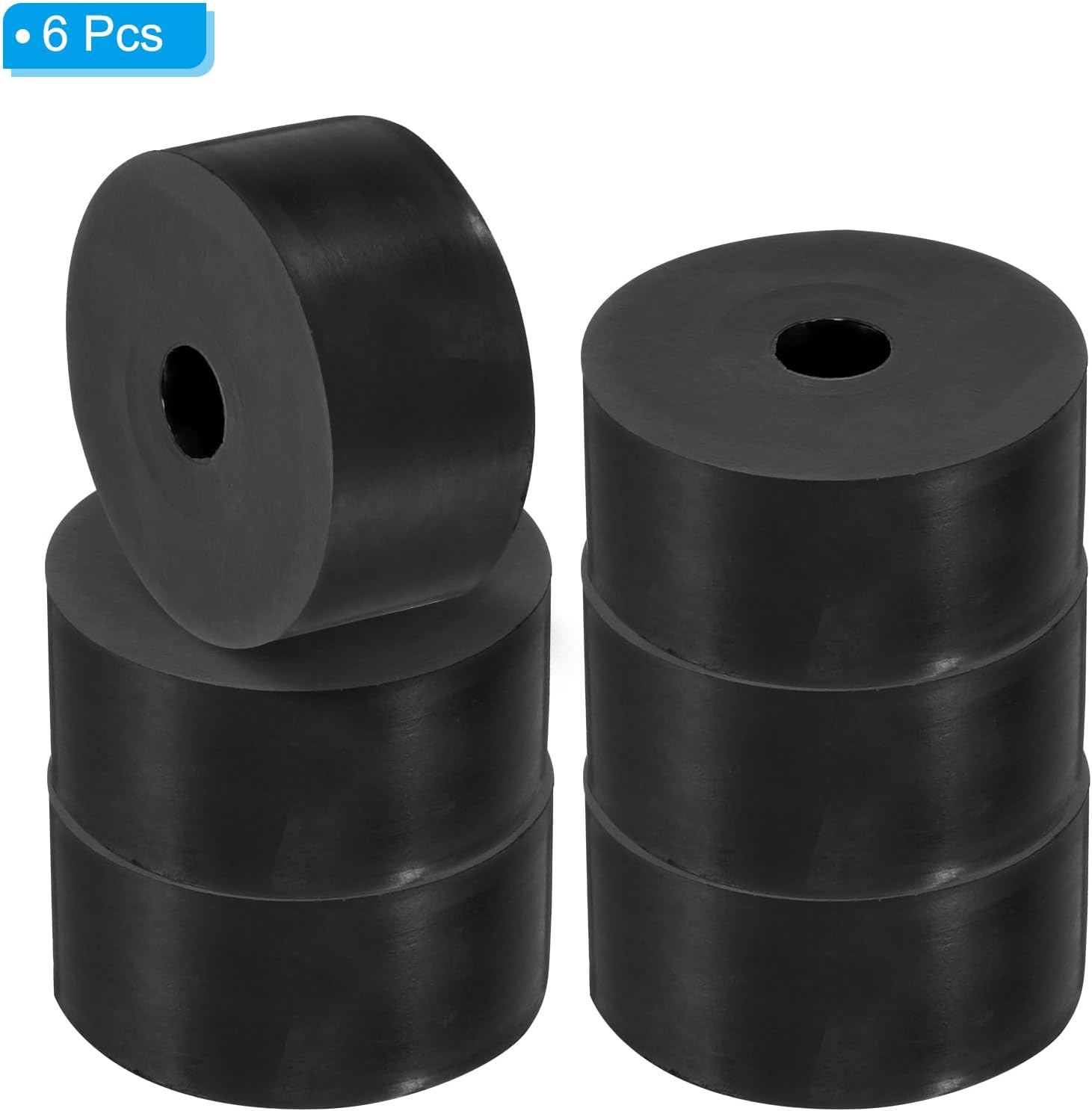 PATIKIL Multi Purpose Rubber Spacer, 6 Pcs 2.4"OD 0.59"ID 1.2"Thickness Neoprene Round Anti-Vibration Isolation Pads Isolator Rubber Bushings Spacer Washer for HVAC Bolts Car Accessories