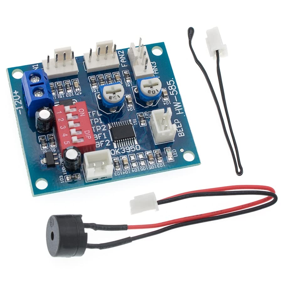 2pcs DC12V PWM Fan Controller - 4-Wire Temperature Control Module With Thermistor