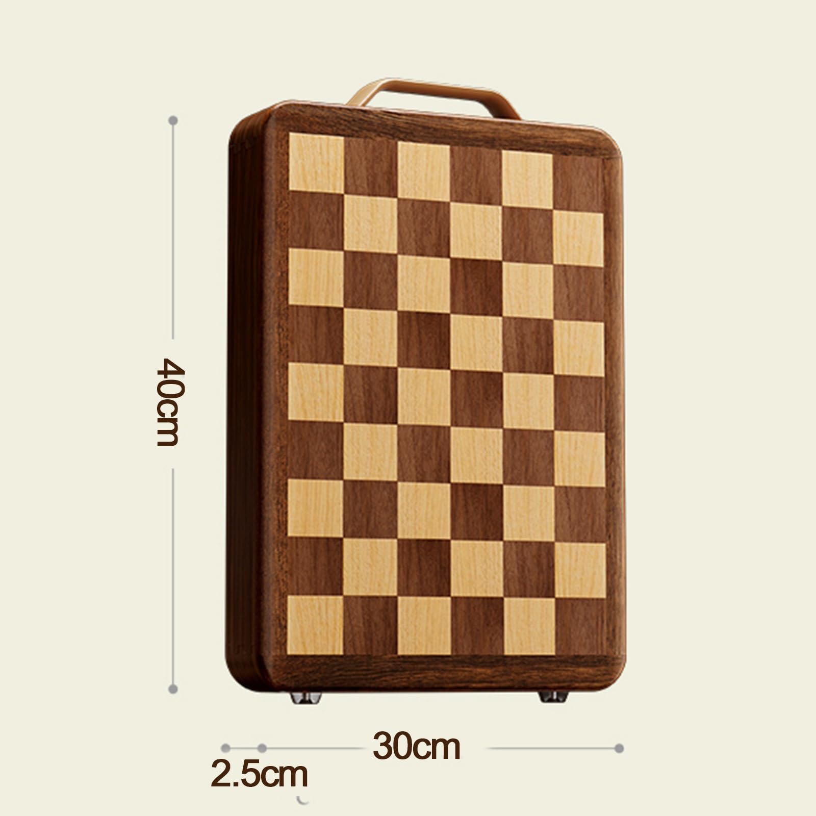 Tagliere da Cucina, Legno Massiccio di Acacia, 40x30 Cm, Antitaglio, con Scanalatura, A Scacchiera, Marrone(33 * 22 * 2.5cm)