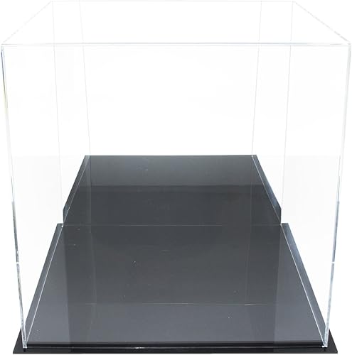Vista 395 de Better Display Cases Versátil vitrina de acrílico transparente - Caja rectangular grande con base blanca 18" x 12" x 3" (BK09)