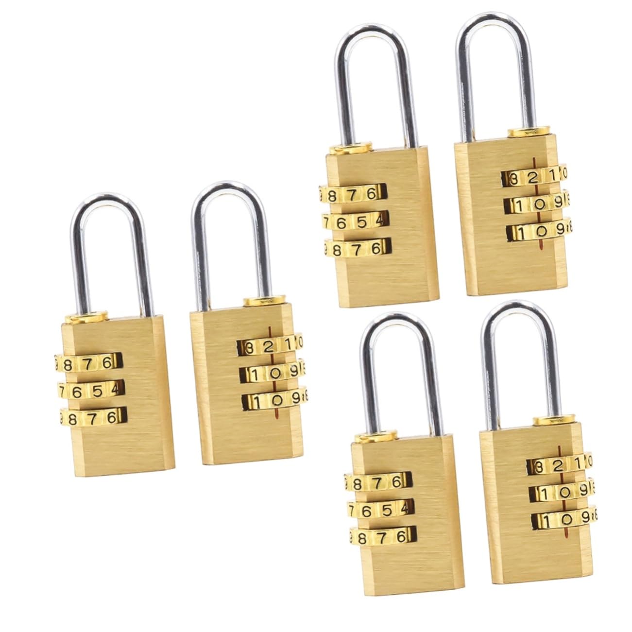 6piezas Candado Digital De Combinación Dígitos De Aleación De Zinc Para Equipaje Maletas y Armarios Seguridad y Protección Color Latón