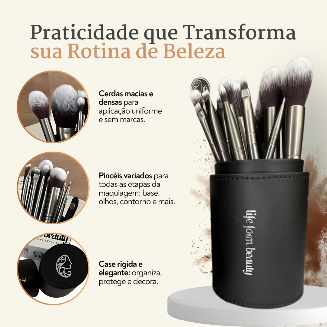 Kit di pennelli da trucco professionali con setole sintetiche morbide + custodia