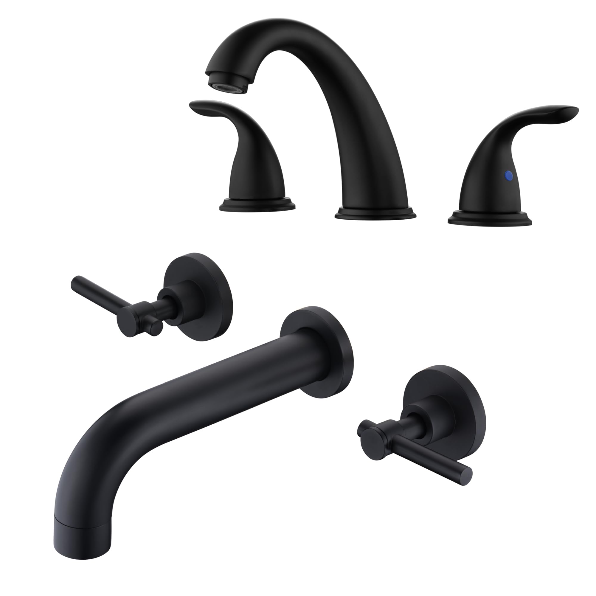 Nfusrxmbk Wall Mount Tub Faucet S2134di-Sr + 8 Inch Widespread Bathroom Faucet S1423s-Mb
