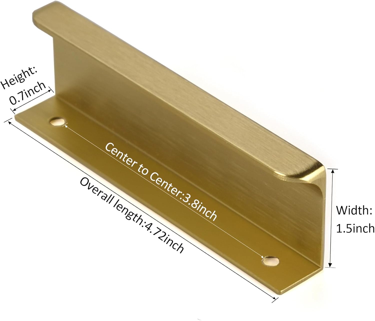 Edge Finger Pulls for Cabinet Kitchen Drawer knobs Low Profile Door Dresser Bathroom Long Cupboard Cabinet Pulls Handles Aluminum 10 Pack Brushed Brass 4.72" Easy Installation