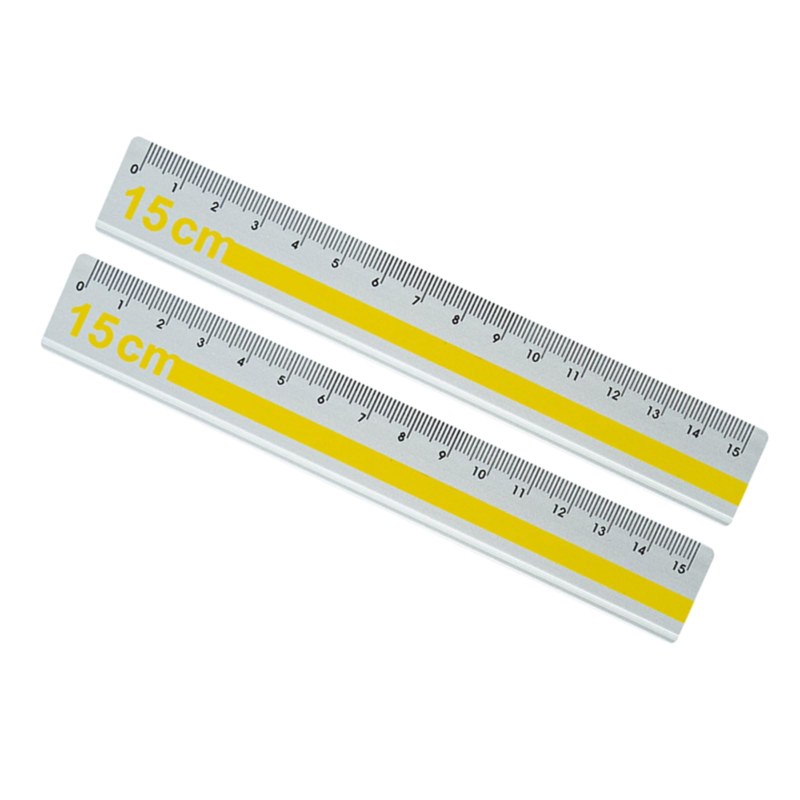 Msioytog Yellow 2Pcs 15Cm Straight Ruler Featuring Clear Scale Aluminum Ruler For Engineering Drawing And Daily Use Aluminum Measuring