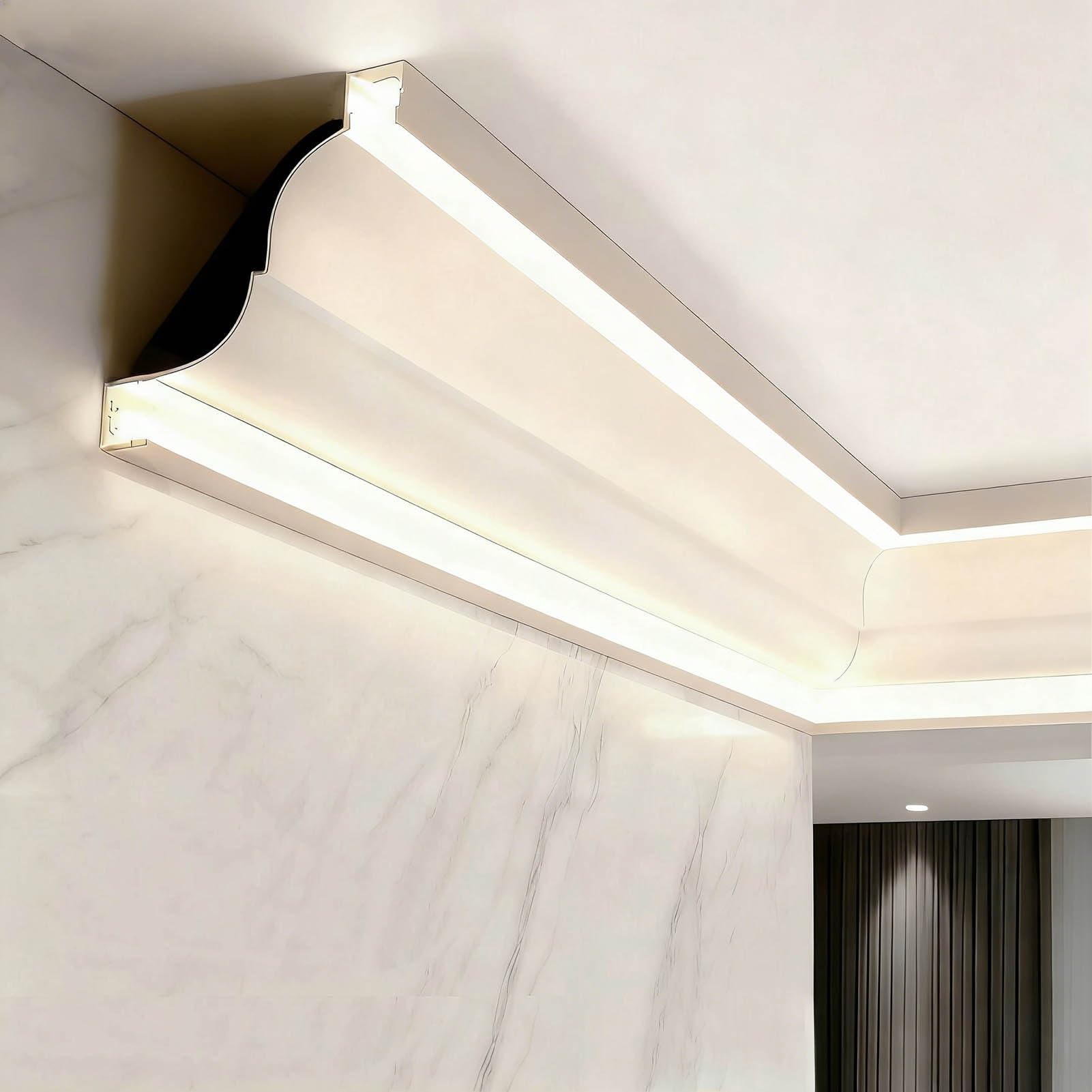 Led Profile Aluminiowa Listwa Sufitowa LED z Kanałem Świetlnym, Profil LED na Dwie Taśmy z Mleczną Osłoną, Dekoracyjna Wnęka Liniowa do Oświetlenia Pośredniego(2.8 m(9ft))