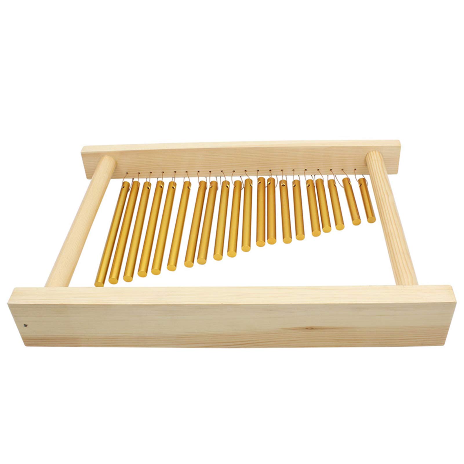 Kuranty perkusyjne Instrument muzyczny 20 sztabek miedzianych Jednorzędowy dzwonek wiatrowy z drewnianym stojakiem Kij dla dzieci Nauka muzyki Drewniany Złoty 38,8 x 27 x 5 cm