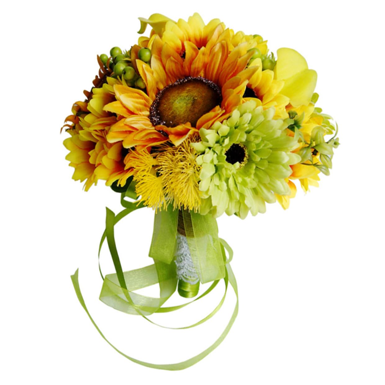 TOYANDONA Künstlicher Brautstrauß Sonnenblumen Pflegeleichter Imitationsstrauß aus Langlebigem Material Dekorative Party Fotorequisite für Hochzeit und Brautwagen