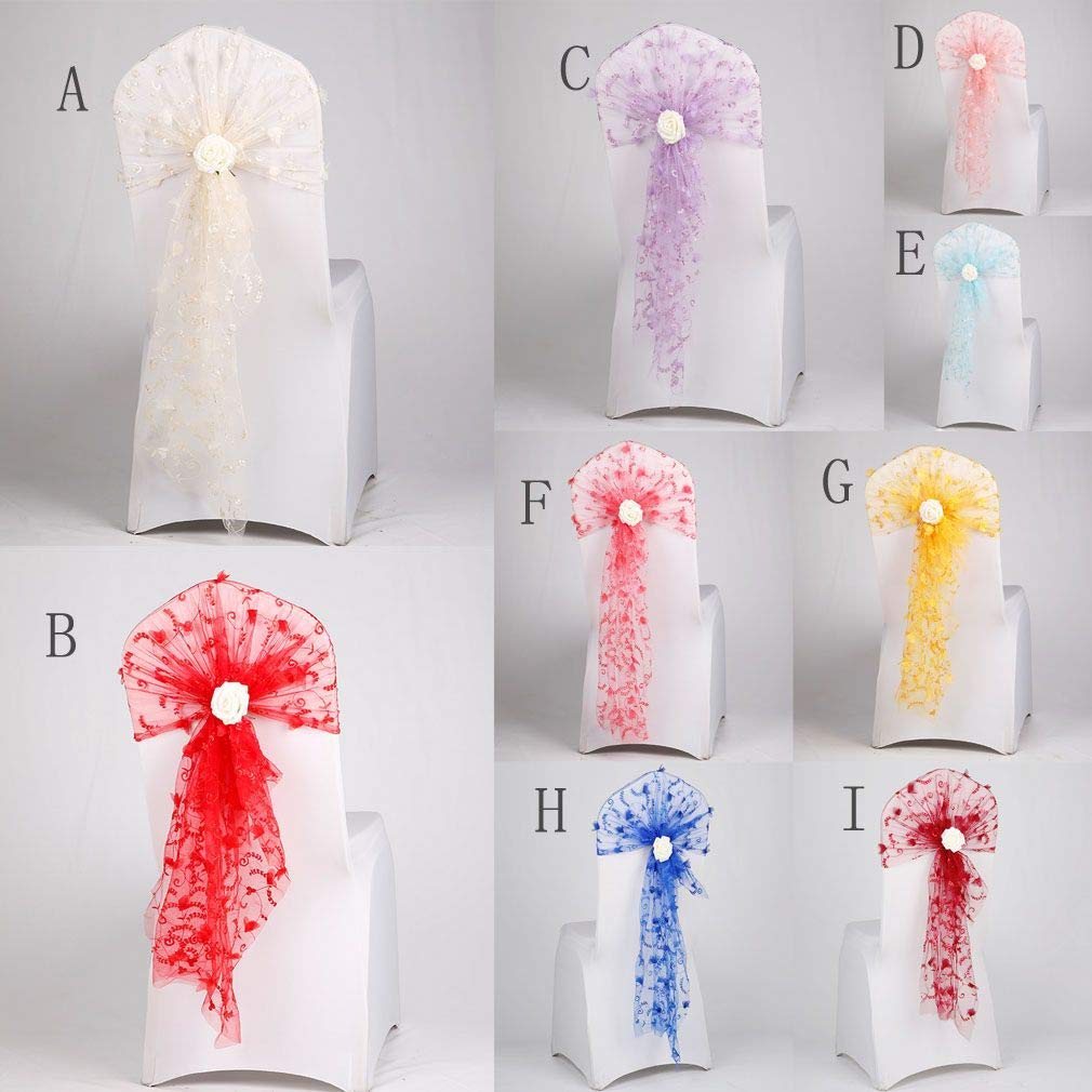 Fiocchi in Organza per sedie, con Chiusura Posteriore, per Feste e Banchetti di Natale, Sintetico, Blu Reale, 30 pz