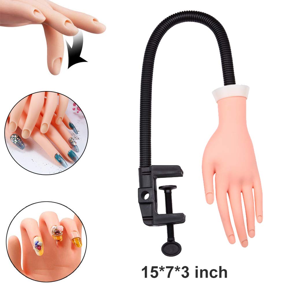 Nail Training Practice Hand for Acrylic Nails, Fake Hand Manicure Practice Tool Nails Practice, Flexible Bendable Mannequin Hand, Training Movable and Flexible Fake Hand Kit