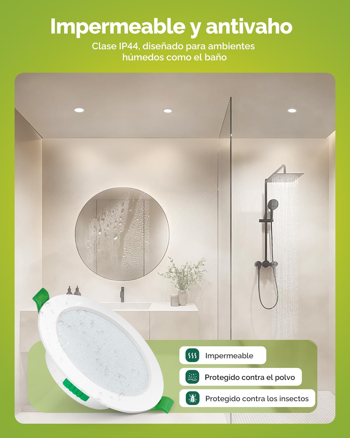Fondiiz 20 Pack Focos LED Interior Techo Regulable, 5W Downlight LED Techo Empotrable Luz Calida Luz Neutra Luz Frío, Corte 68mm-78mm, Diámetro 88mm, IP44 ojos de buey led para techo baño