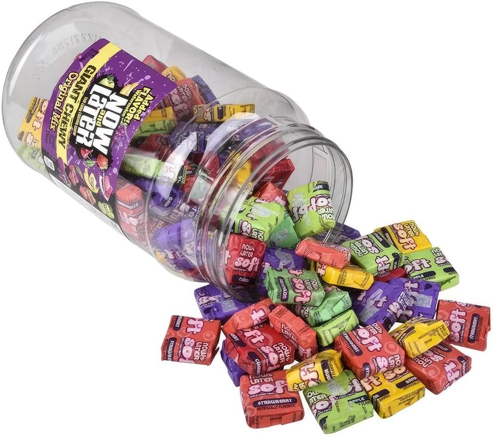 Now and Later Giant Soft Chewy Taffy Candy Assortment Tub (Pack of 120) by Ferrara Pan