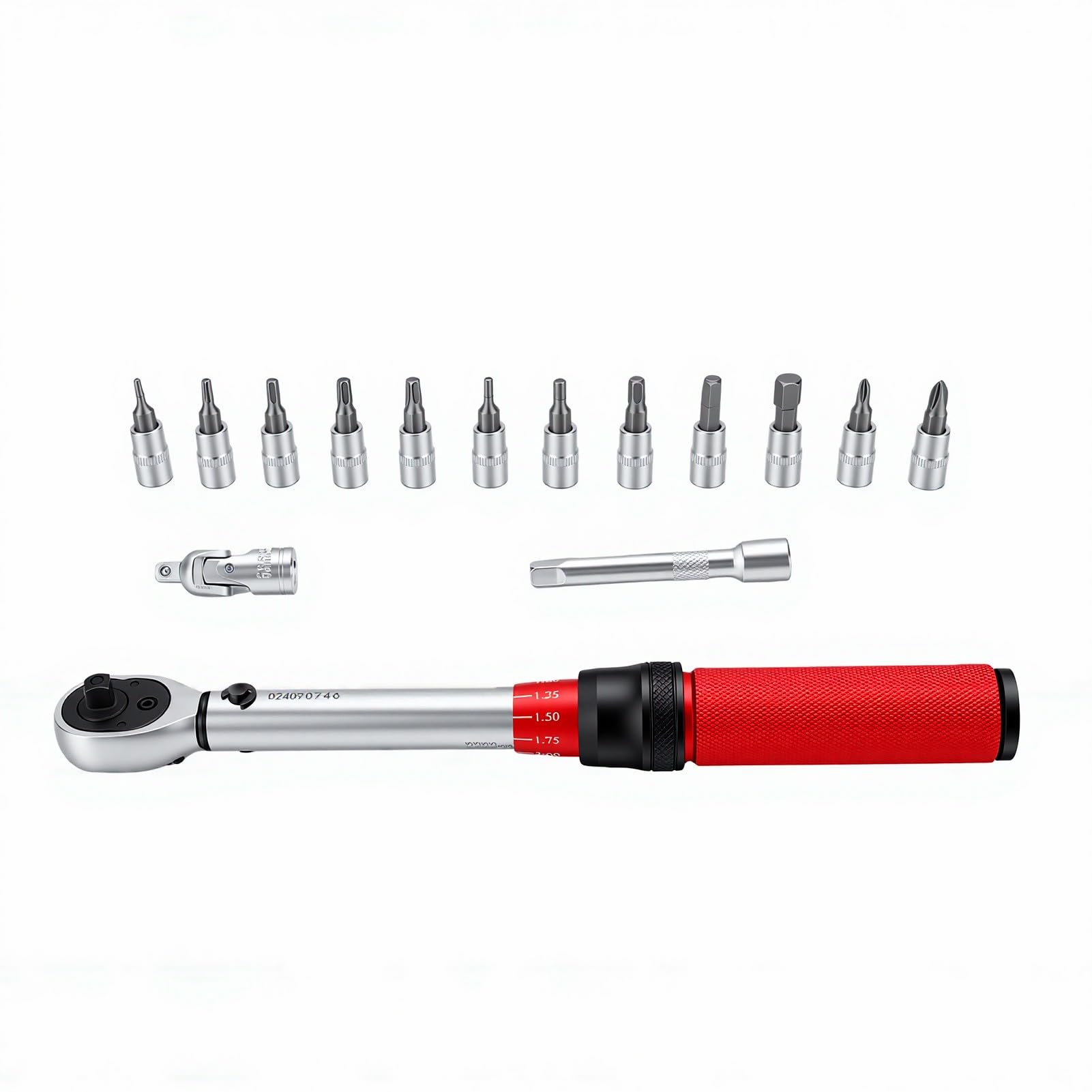 ViaGasaFamido Zestaw Kluczy Dynamometrycznych o Kącie Obrotu 5° Ergonomiczny i Trwały do ​​stali CRV Stosowanej w Lotnictwie Motoryzacyjnym (Zestaw do naprawy roweru 1/4" (5-25N).)