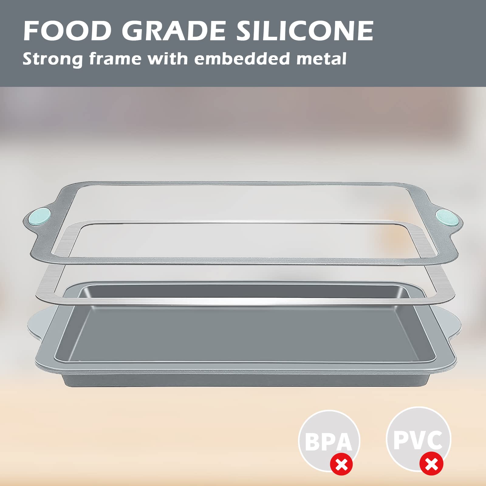 Webake Juego de 2 moldes rectangulares de silicona para tartas, moldes rectangulares de silicona para hornear