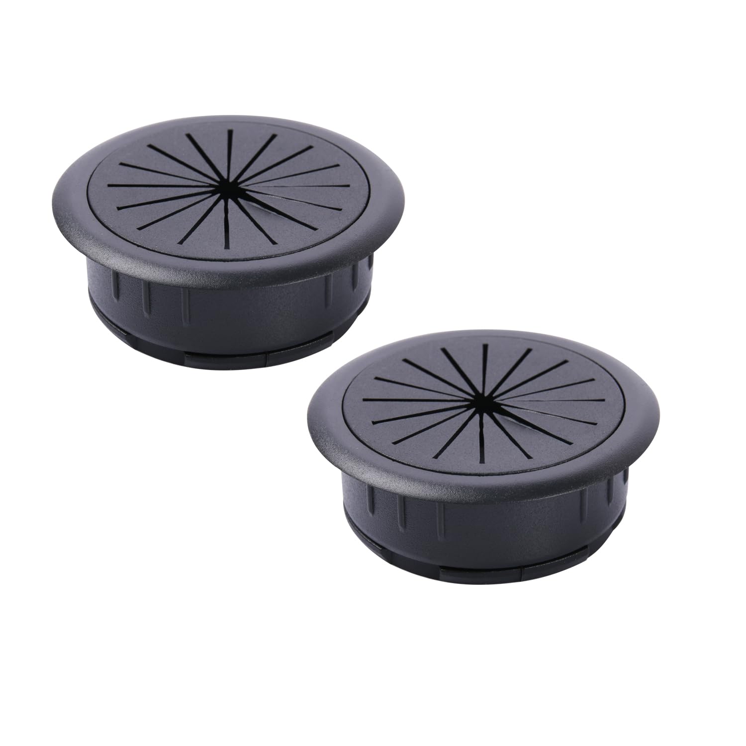 2 Pack Cable Grommets, 50mm (2 Inch) Black ABS Desk Cable Hole Covers,Wire Organiser for Office & Computer Desks