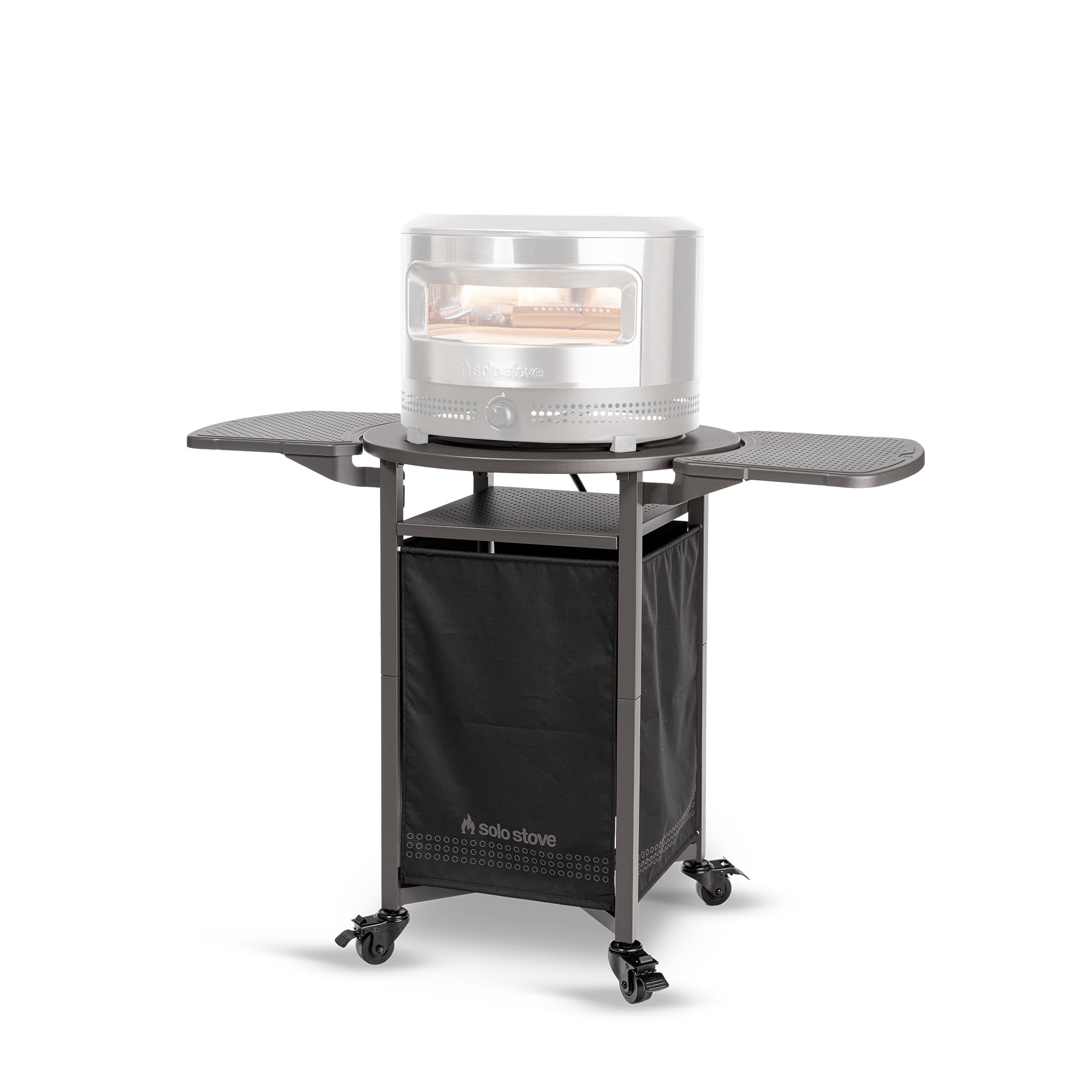 Solo Stove Pizza Oven Cart for Outdoor Pi Pizza Ovens | Portable Pizza Oven Table, Compatible with the entire Pi family, Locking Wheels, Foldable Shelves, Steel, Height: 35.75 in, Weight: 43 lbs