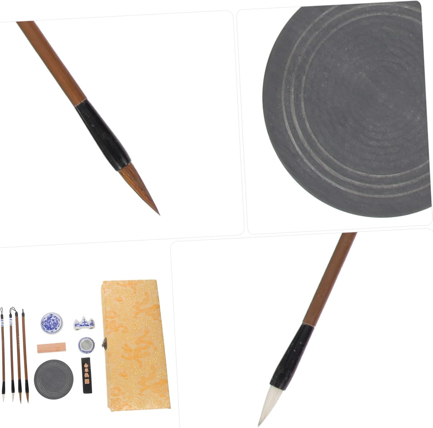 Chinese Calligraphy Brush Set for Students Portable Ink Stone Writing Brushes and Practicing Ink Stick for Calligraphy Practice
