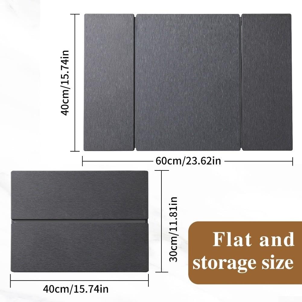 Tapis Séchage Vaisselle Diatomite PU Pliable 60x40cm(Dark gray)