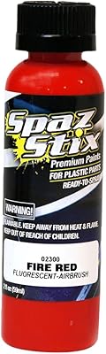 Spaz Stix 02300 Fire Red Fluorescent Airbrush Paint, 2 oz