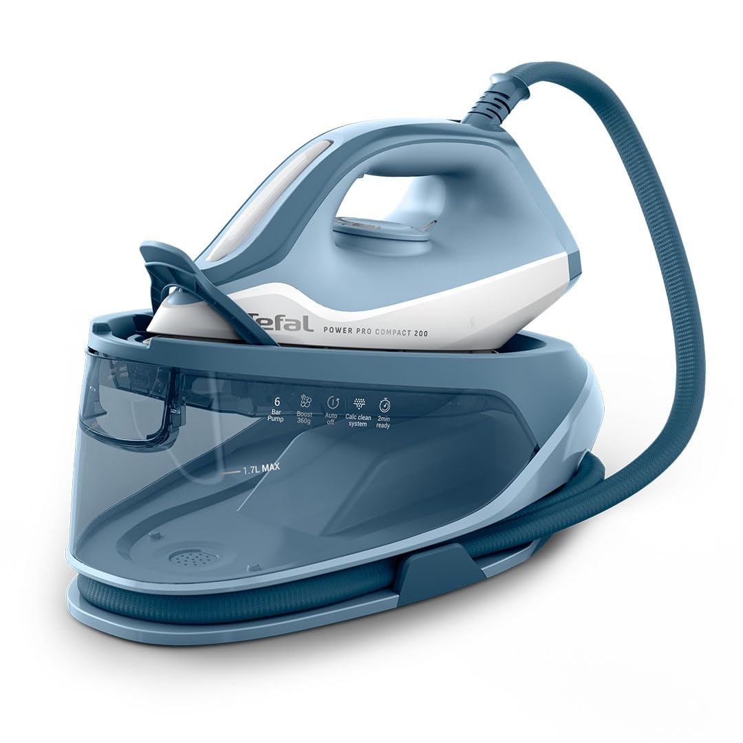 Tefal Tefal Power Pro Compact 200 Steam Station, 2400W, Up to 360g/min Steam Boost, Lightweight & Compact, SV6210G0