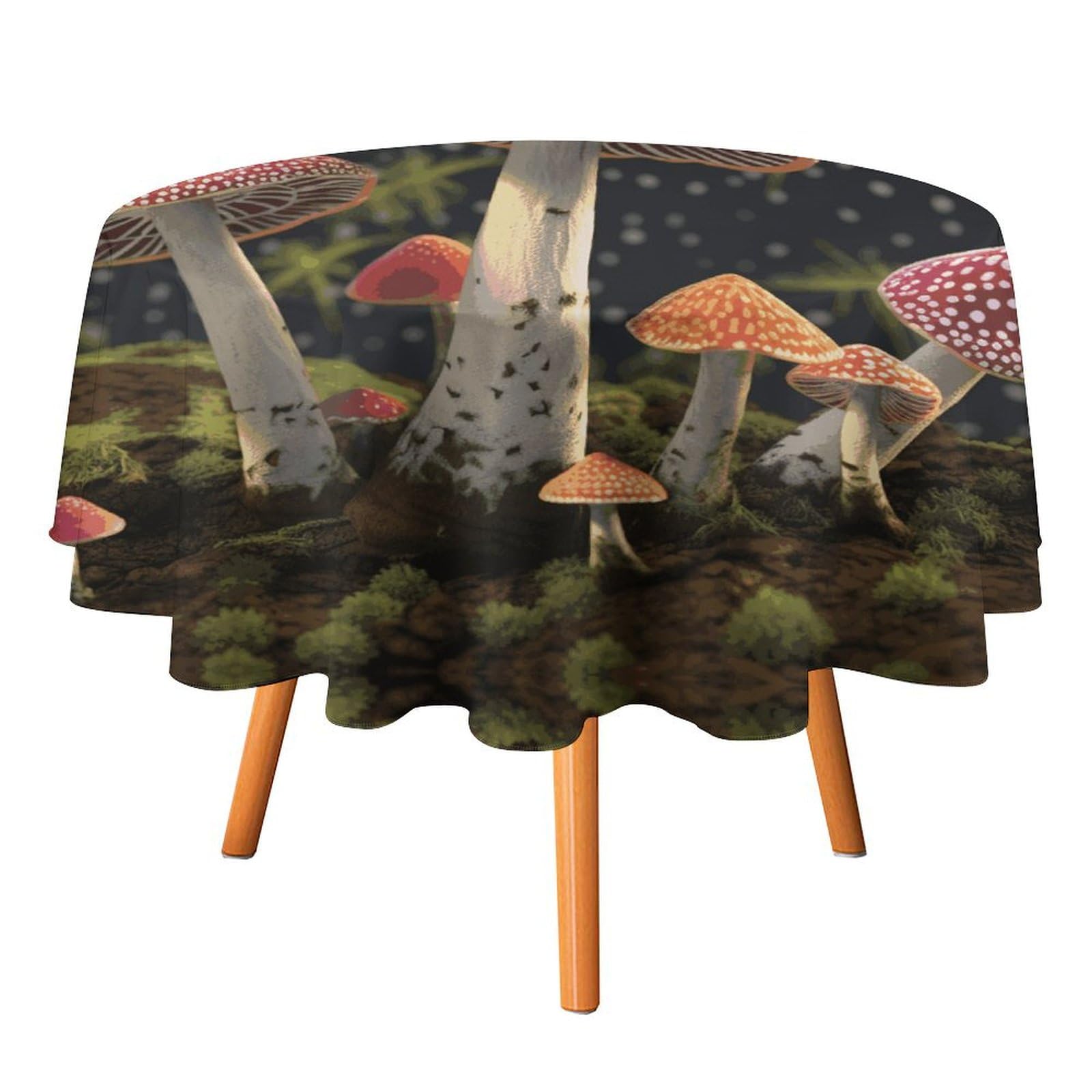 Nappe ronde champignon 177,8 cm idéale pour pique-nique et fêtes