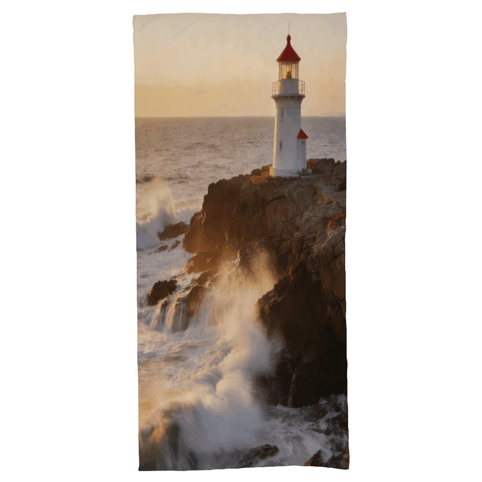 Fodpand Style Lighthouse Waves Bath Towel, Highly Absorbent & Quick Drying Beach Towel, Compact & Lightweight Pool Towel For Bathroom, Beach, Pool, Gym, Spa, And Hotel Use