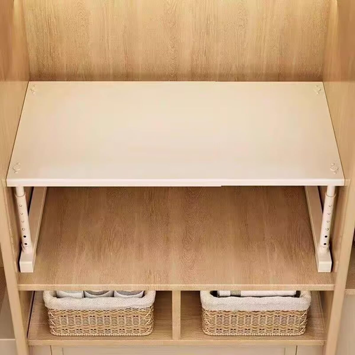 Scaffale regolabile espandibile per cucina, multiuso, in metallo, per dispensa, armadio, camera da letto e bagno, colore: bianco, 40-65 x 35 x 35-50 cm