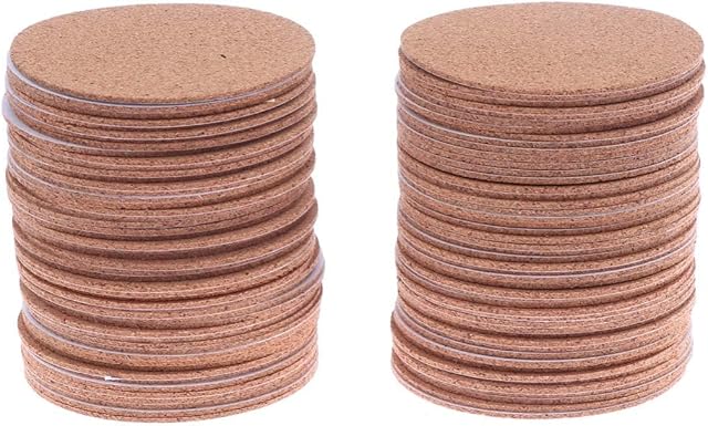 SUPVOX DIY Coaster Mats Mini Cork Pad Sticky Covers Reusable Absorbent Round Cork Coasters for Cup Drinking 12pcs